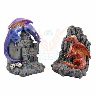 2er Set Drachenbuchstütze rot - blau