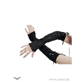 Lange schwarze geschnürte Handschuhe