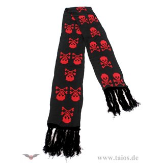 Schwarzer Schal mit roten Skulls
