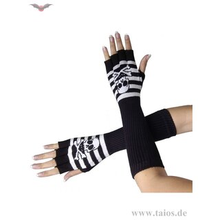 Lange schwarz/weiße Handschuhe