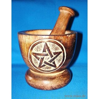Holz-Mörser mit Pentagramm