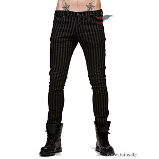 Enge schwarz-graue Streifenjeans